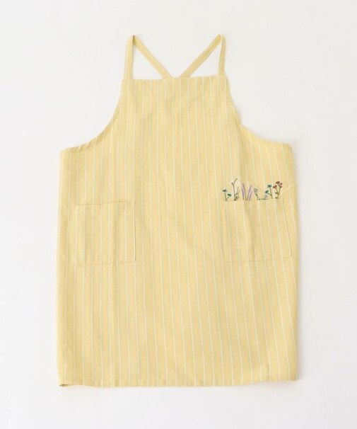 【ワンズテラスオリジナル】ヘリンボーン刺繍 エプロン フラワー
