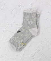 ◆あなたに優しい 表コットン100% 猫花畑 クォーターソックス