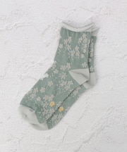 ◆あなたに優しい 表コットン100% 猫花畑 クォーターソックス