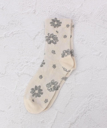 ◆あなたに優しい シルク入大花柄 クォーターソックス