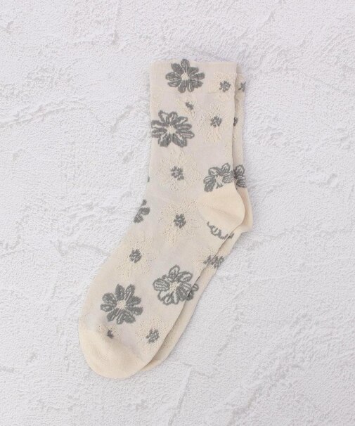 ◆あなたに優しい シルク入大花柄 クォーターソックス