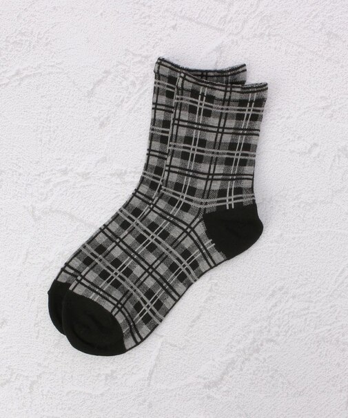 ◆ラテミルク マドラスチェック クォーターソックス