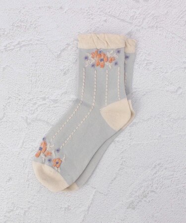 ◆あなたに優しい シルク入ブーケストライプ クォーターソックス