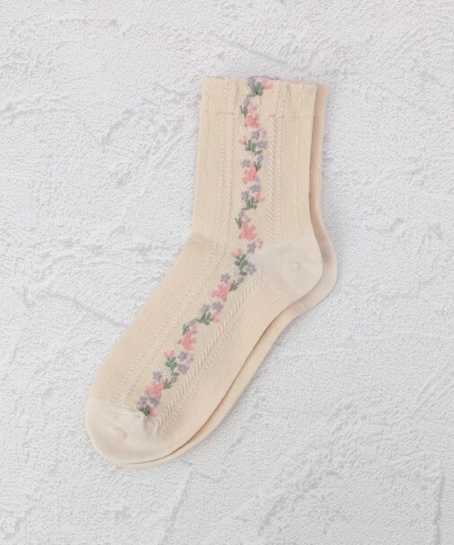 ◆あなたに優しい 表コットン100% 鳥花LN クォーターソックス