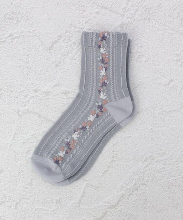 ◆あなたに優しい 表コットン100% 鳥花LN クォーターソックス