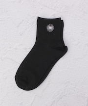 ◆ラテミルク 10cmマーガレット刺繍 クォーターソックス