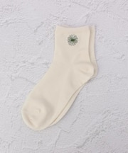 ◆ラテミルク 10cmマーガレット刺繍 クォーターソックス