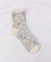 ◆あなたに優しい シルク入フラワー クォーターソックス