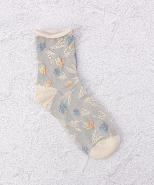 ◆あなたに優しい シルク入フラワー クォーターソックス