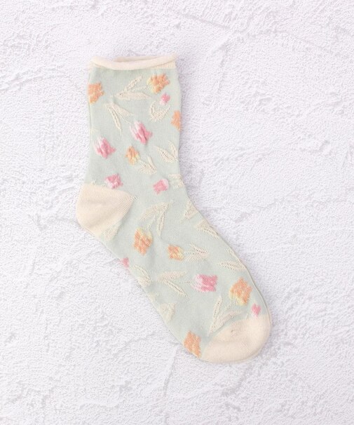 ◆あなたに優しい シルク入フラワー クォーターソックス