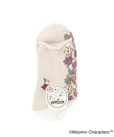 ◆MOOMIN ロークルーソックス シルク入 逆スパ花ミイ刺繍