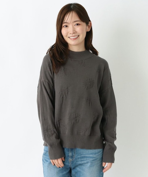 花柄ジャカードニットプルオーバー