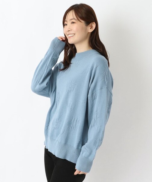 花柄ジャカードニットプルオーバー