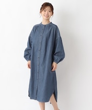 デニムシャツロングワンピース