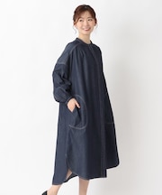デニムシャツロングワンピース