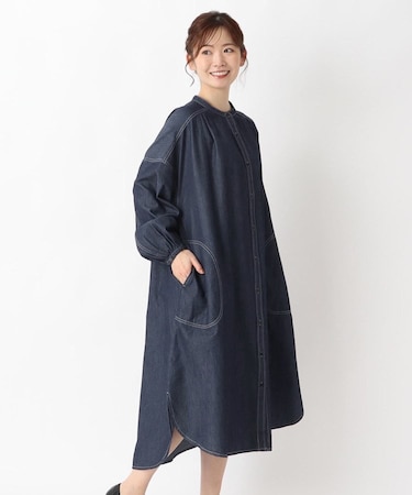 デニムシャツロングワンピース