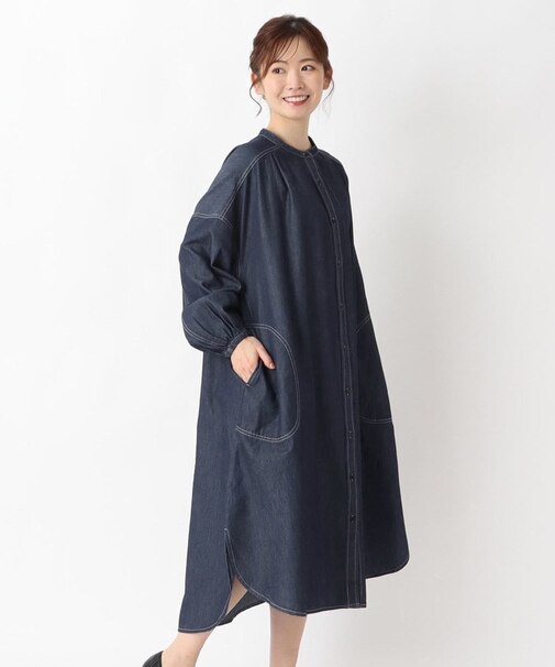 デニムシャツロングワンピース