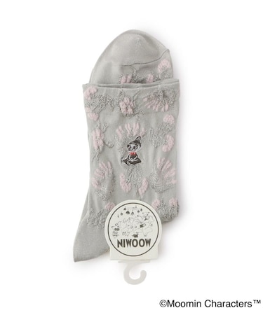 ◆MOOMIN ロークルーソックス花柄 ミイ刺繍