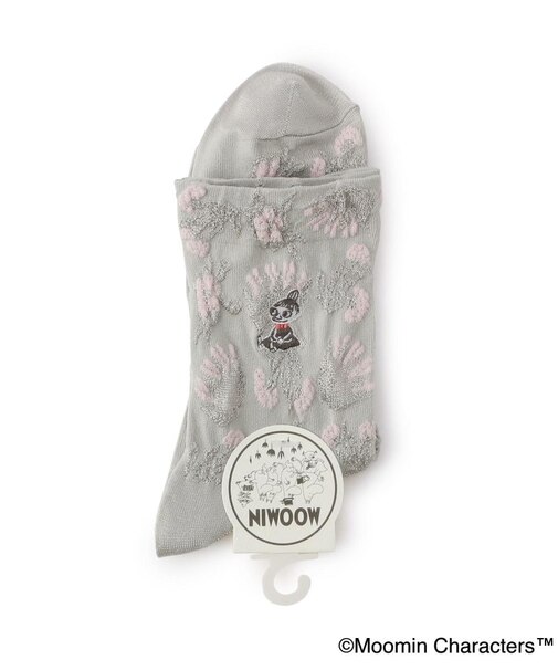 ◆MOOMIN ロークルーソックス花柄 ミイ刺繍