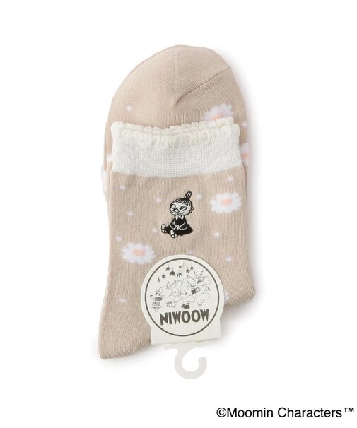 ◆MOOMIN ロークルーソックス 花ドット ミイ刺繍