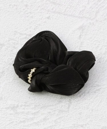 シュシュ サテン メタルリング