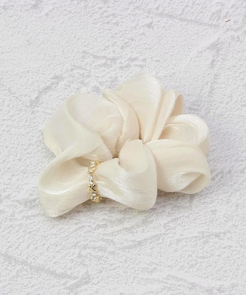 シュシュ サテン メタルリング