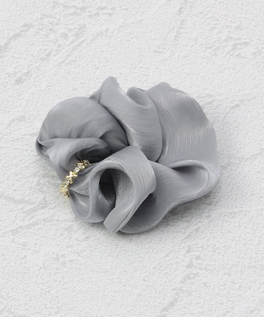 シュシュ サテン メタルリング