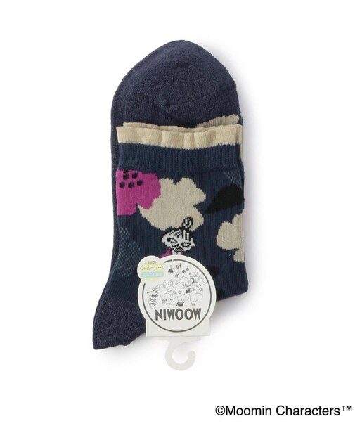 ◆MOOMIN ロークルーソックス 紙糸大花 ミイ