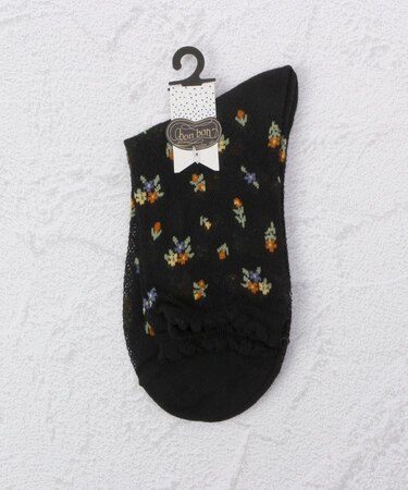 ◆bonbon レースメッシュ小花 クォーターソックス