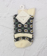 ◆アンティクール タイル柄 クォーターソックス