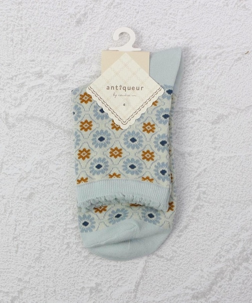◆アンティクール タイル柄 クォーターソックス