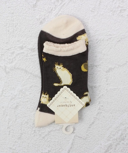 ◆アンティクール メッシュ 猫 クォーターソックス