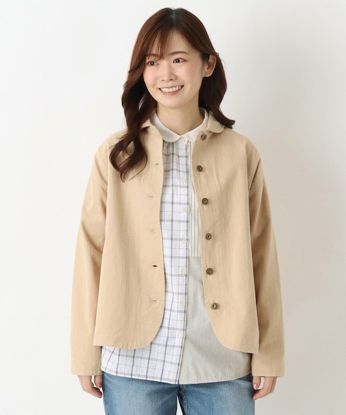ツイル&デニム丸襟ジャケット