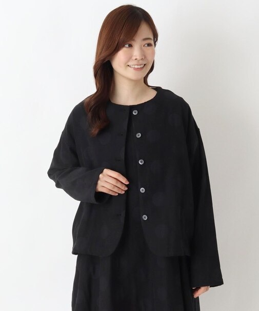 ドットジャカードノーカラージャケット