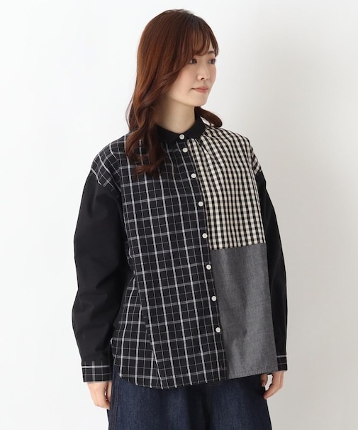 ネックギャザー長袖ブラウス