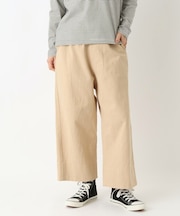 ツイル&デニム9分丈ワイドストレートパンツ