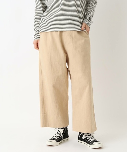 ツイル&デニム9分丈ワイドストレートパンツ