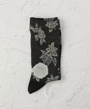 ◆PP 光沢 アイスフラワー クルーソックス