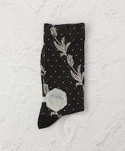 ◆PP 光沢 レースドット クルーソックス