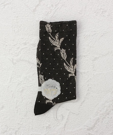 ◆PP 光沢 レースドット クルーソックス