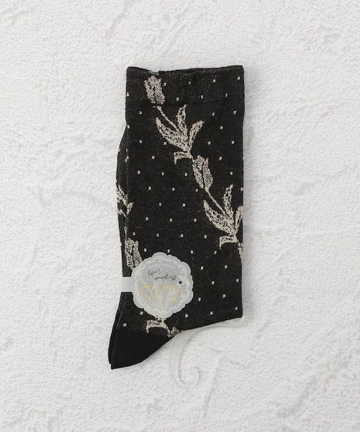 ◆PP 光沢 レースドット クルーソックス