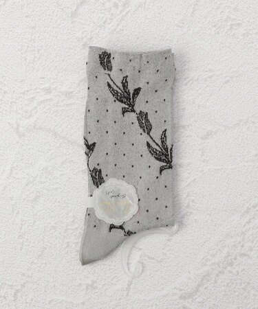 ◆PP 光沢 レースドット クルーソックス