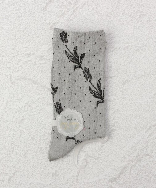 ◆PP 光沢 レースドット クルーソックス