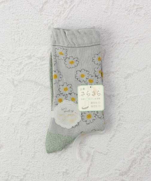 ◆PP 足底紙糸マーガレット クルーソックス