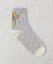 ◆あなたに優しい バック花柄 クォーターソックス