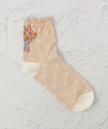 ◆あなたに優しい バック花柄 クォーターソックス