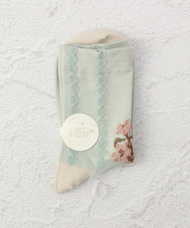 ◆PP イロハ 麻入 フラワー クォーターソックス