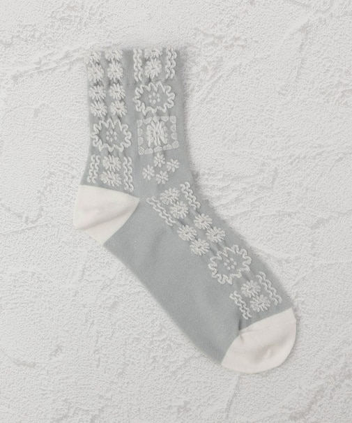 ◆あなたに優しい レースパッチワーク クォーターソックス