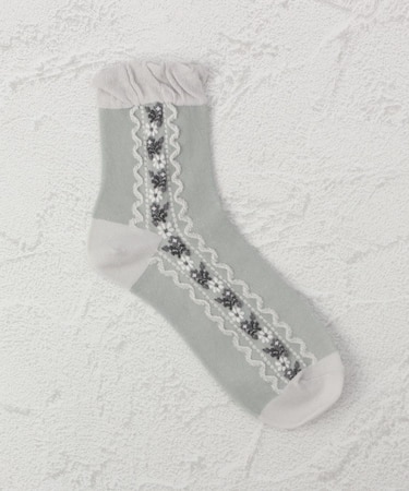 ◆あなたに優しい チロリアンフラワー クォーターソックス