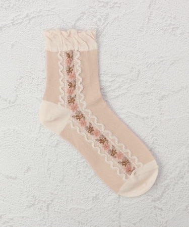 ◆あなたに優しい チロリアンフラワー クォーターソックス